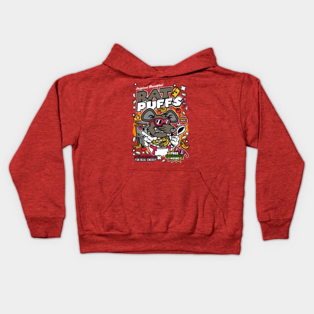 Retro Cereal Box Rat Puffs // Junk Food Nostalgia // Cereal Lover Kids Hoodie by Now Boarding